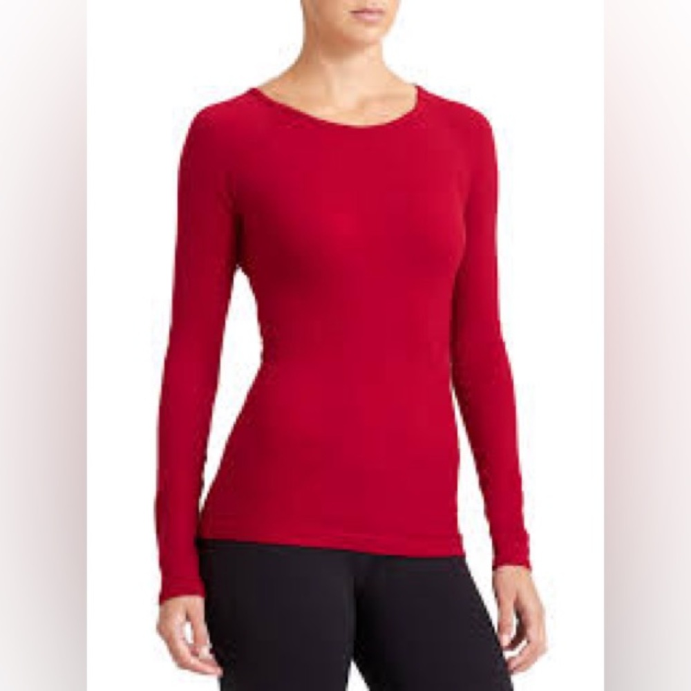 Athleta Remarkawool top in red long sleeve athletic top